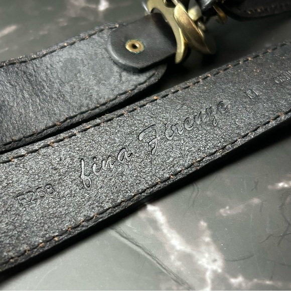 fina Firenze Equestrian-style Black Genuine Leather Belt Size Medium (33”) main image 7